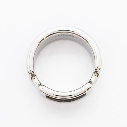Hermes Ring Olympe Metal Leather Silver Black — view 3