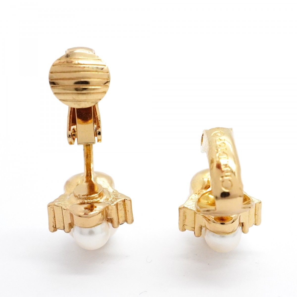 Dior Earrings Gold Plated Faux Pearl Rhinestone — view 3