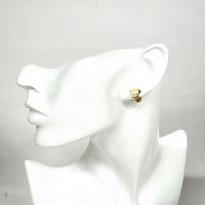 Dior Earrings Gold Plated Faux Pearl Rhinestone — view 5