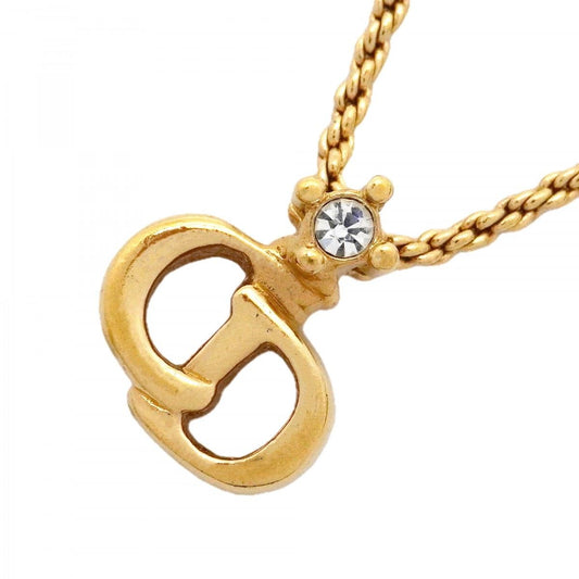 Dior Necklace CD Logo Gold Plated Rhinestone