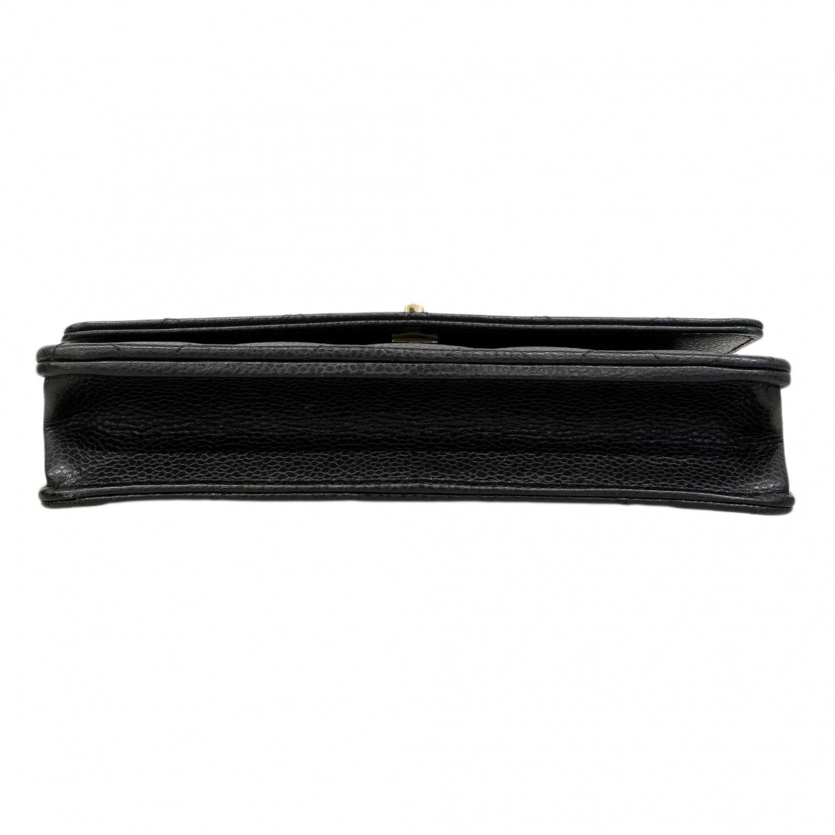 Chanel Shoulder Bag Quilted Caviar Leather Black Gold — view 3
