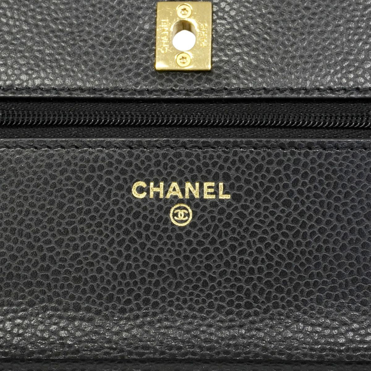 Chanel Shoulder Bag Quilted Caviar Leather Black Gold — view 5
