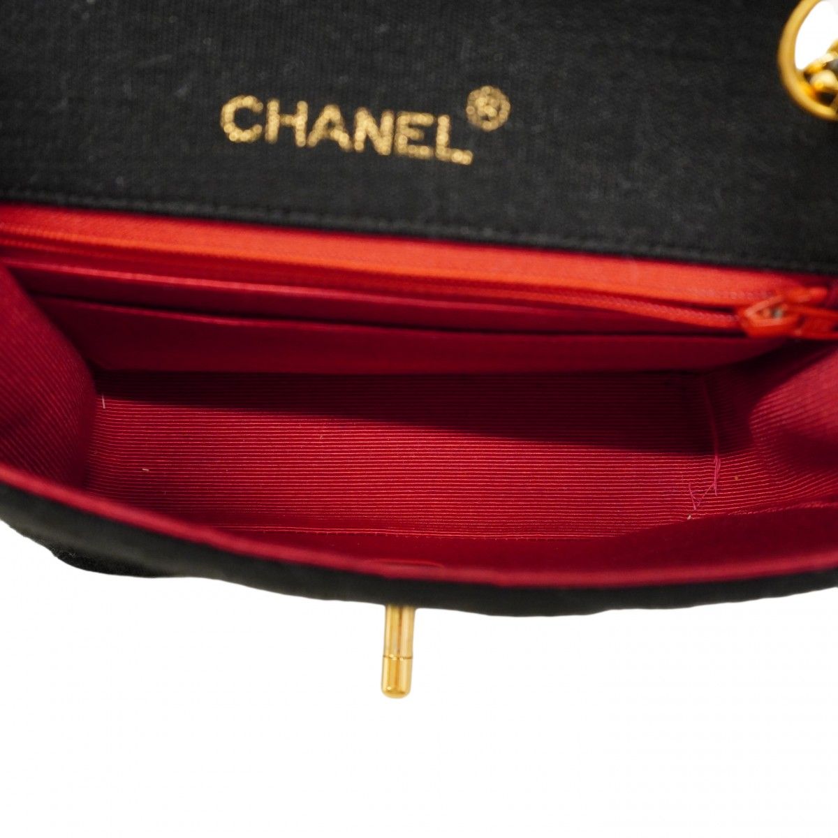 Chanel Shoulder Bag Mini Quilted Cotton Black Gold — view 4