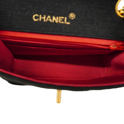 Chanel Shoulder Bag Mini Quilted Cotton Black Gold — view 4