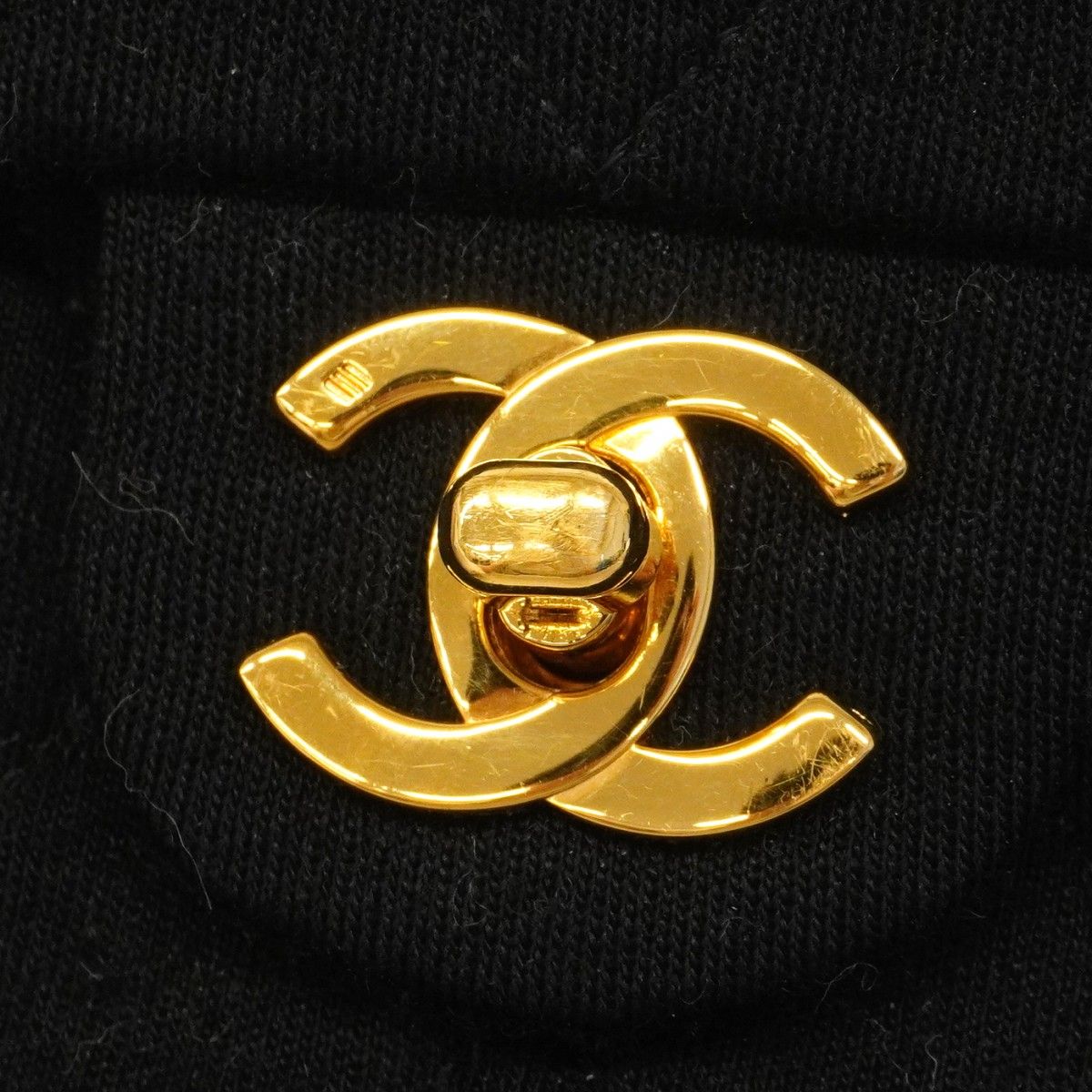 Chanel Shoulder Bag Mini Quilted Cotton Black Gold — view 7