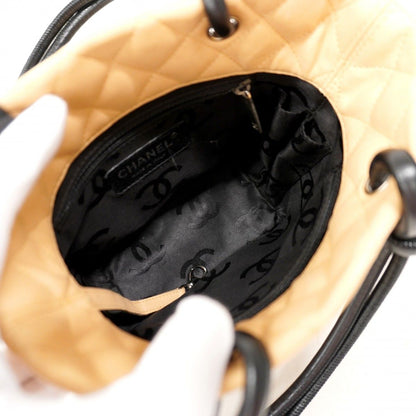 Chanel Tote Cambon Lambskin Beige Black Silver — view 4
