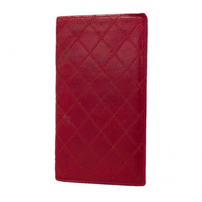 Chanel Long Bill Holder Bicolor Leather Red Wallet
