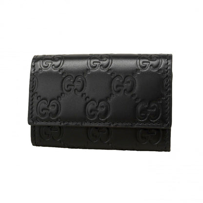 Gucci Key Case Guccissima Leather Black Silver Key Holder
