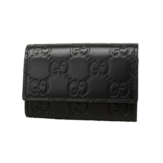 Gucci Key Case Guccissima Leather Black Silver Key Holder