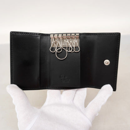 Gucci Key Case Guccissima Leather Black Silver Key Holder — view 4