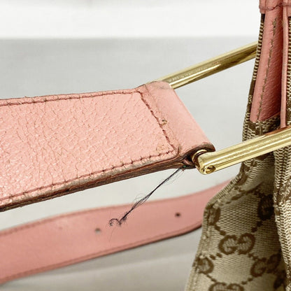 Gucci Shoulder Bag GG Canvas Brown Pink Champagne Gold — view 8