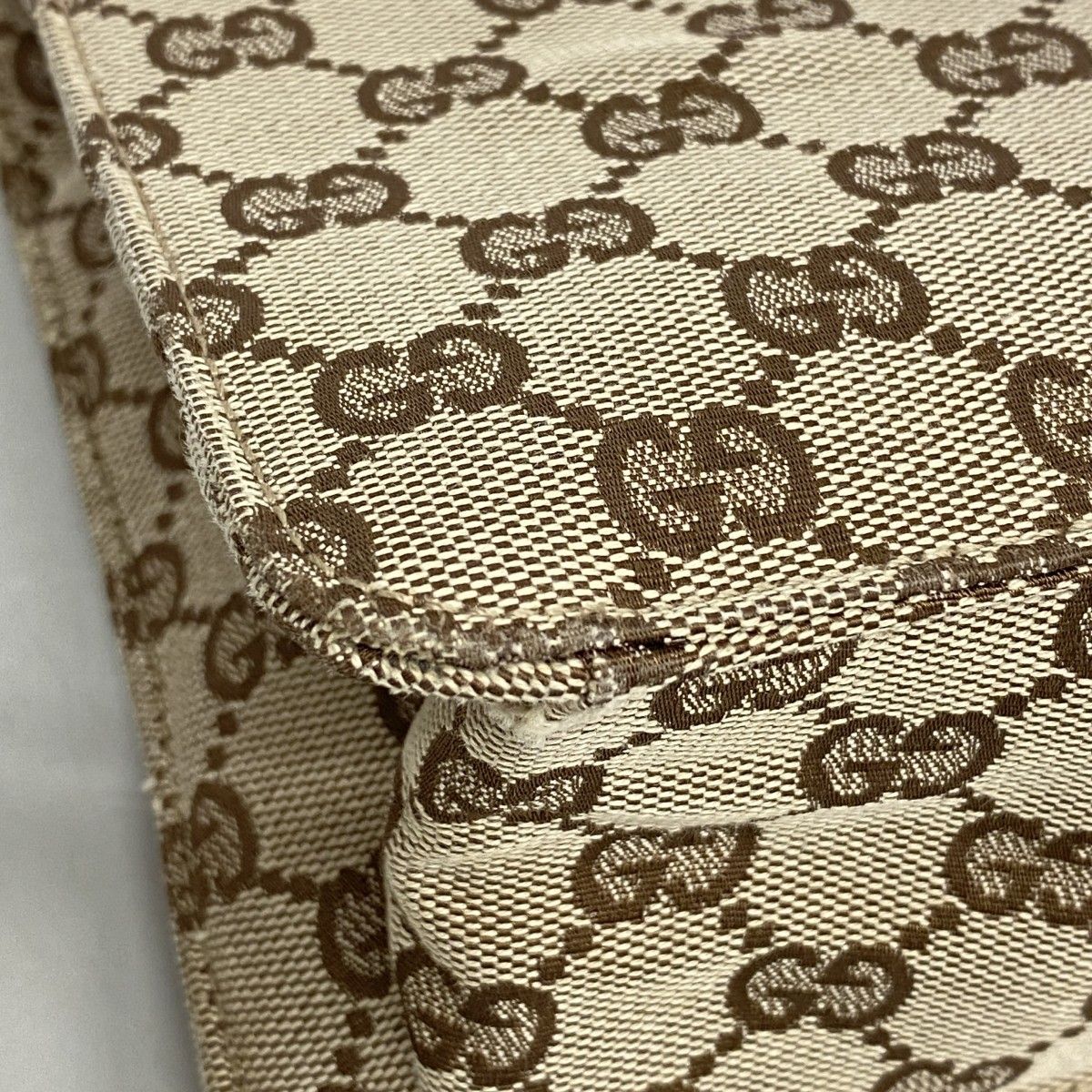 Gucci Shoulder Bag GG Canvas Brown Pink Champagne Gold — view 7