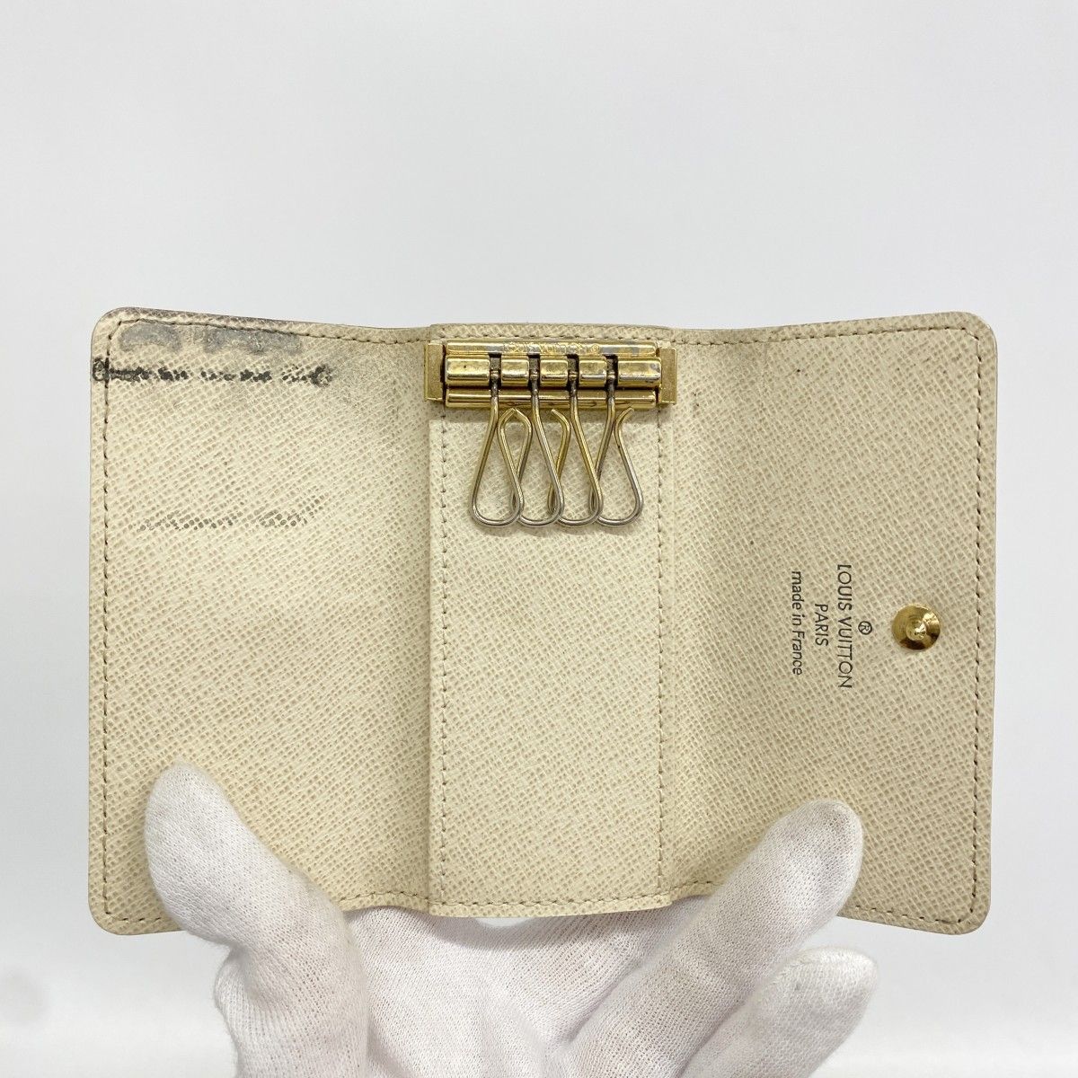 Louis Vuitton Key Case Damier Azur Multicles 4 White Key Holder — view 4