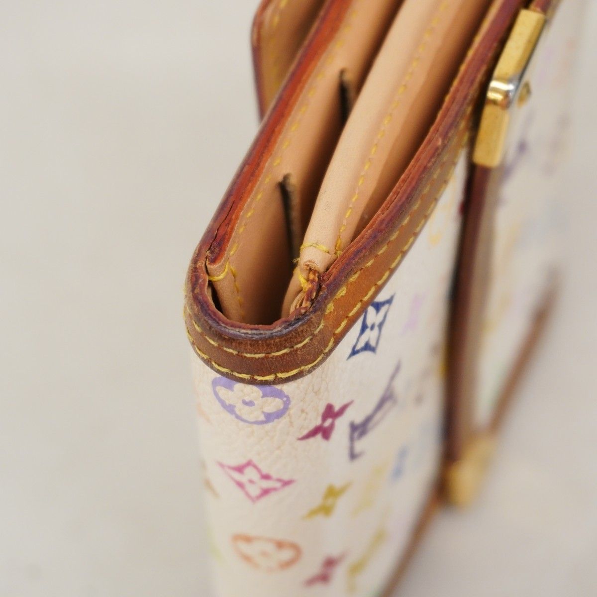 Louis Vuitton Trifold Wallet Monogram Multicolor Porte Monebier Carte Cles Blanc — view 7