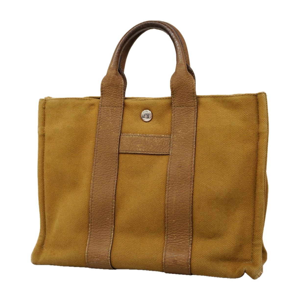 Hermes Tote Sac Ane PM Canvas Brown Silver