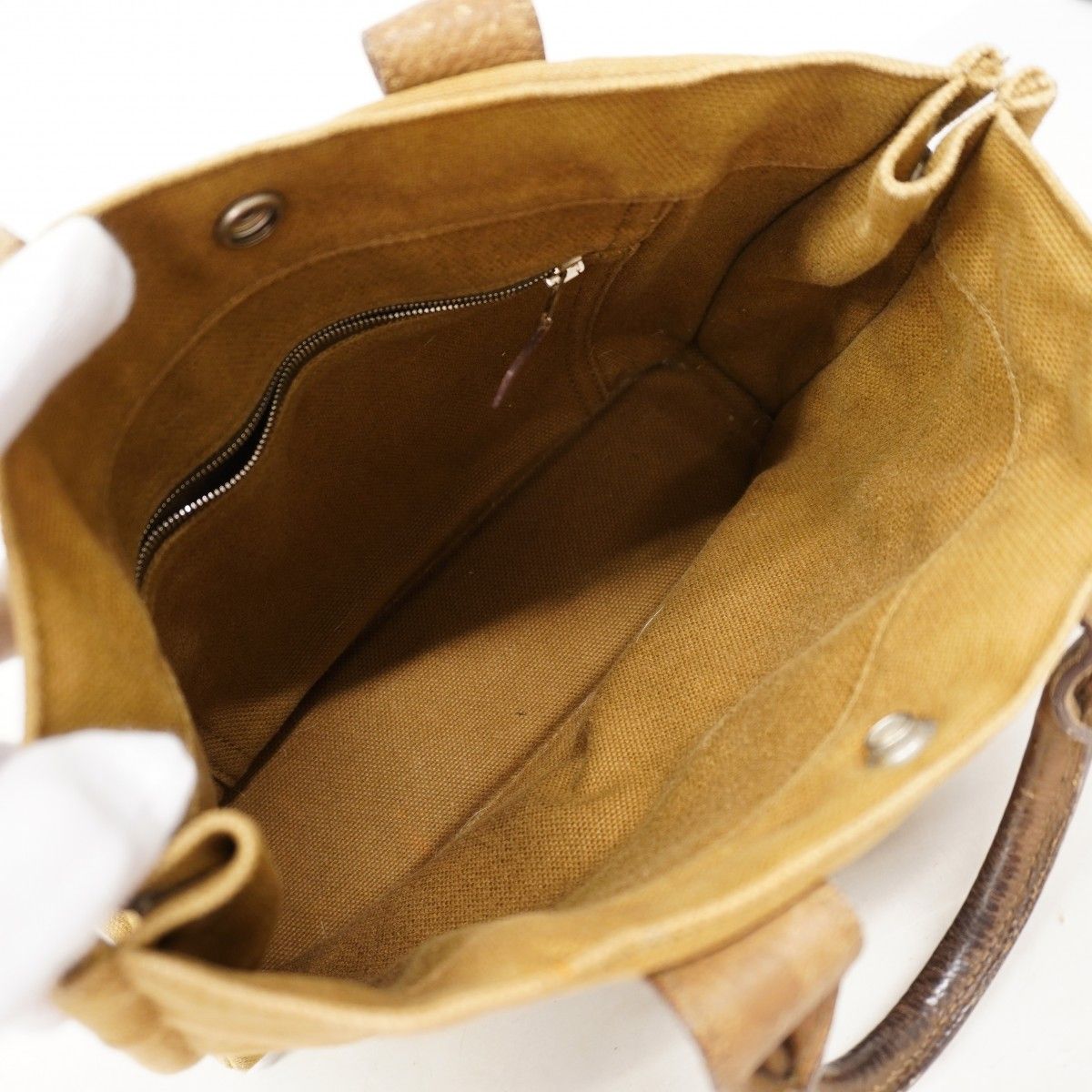 Hermes Tote Sac Ane PM Canvas Brown Silver — view 4