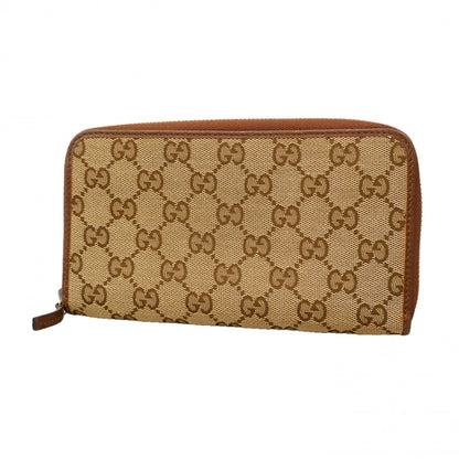 Gucci Wallet GG Canvas Brown Champagne Gold