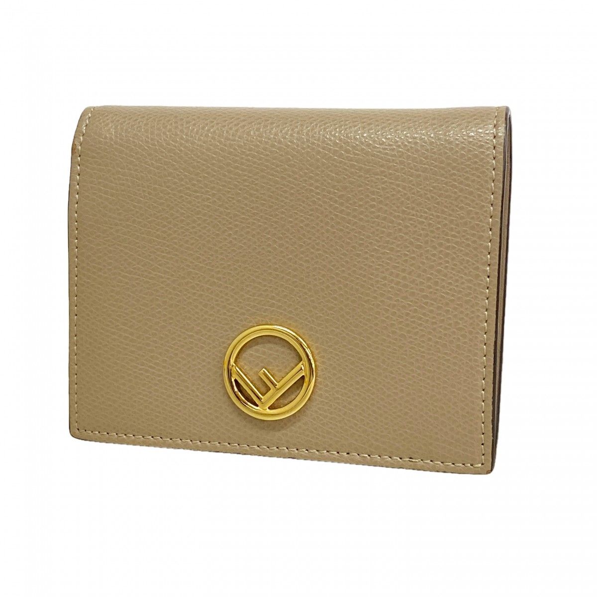 Fendi Wallet Leather Beige Gold