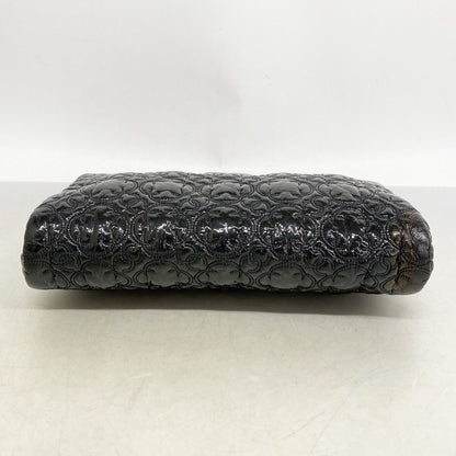 Chanel Shoulder Bag Flower Stitch Patent Leather Black Silver — view 3