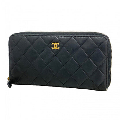 Chanel Wallet Quilted Lambskin Black Gold