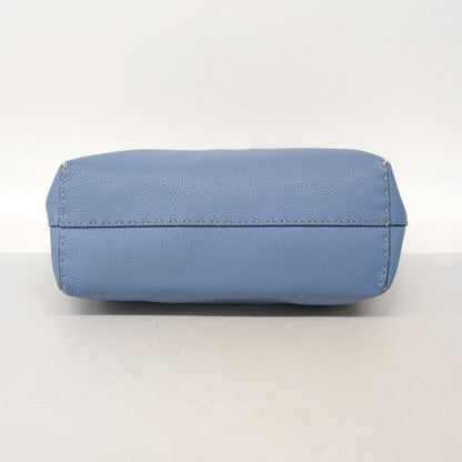 Fendi Tote Selleria Leather Blue Silver — view 3
