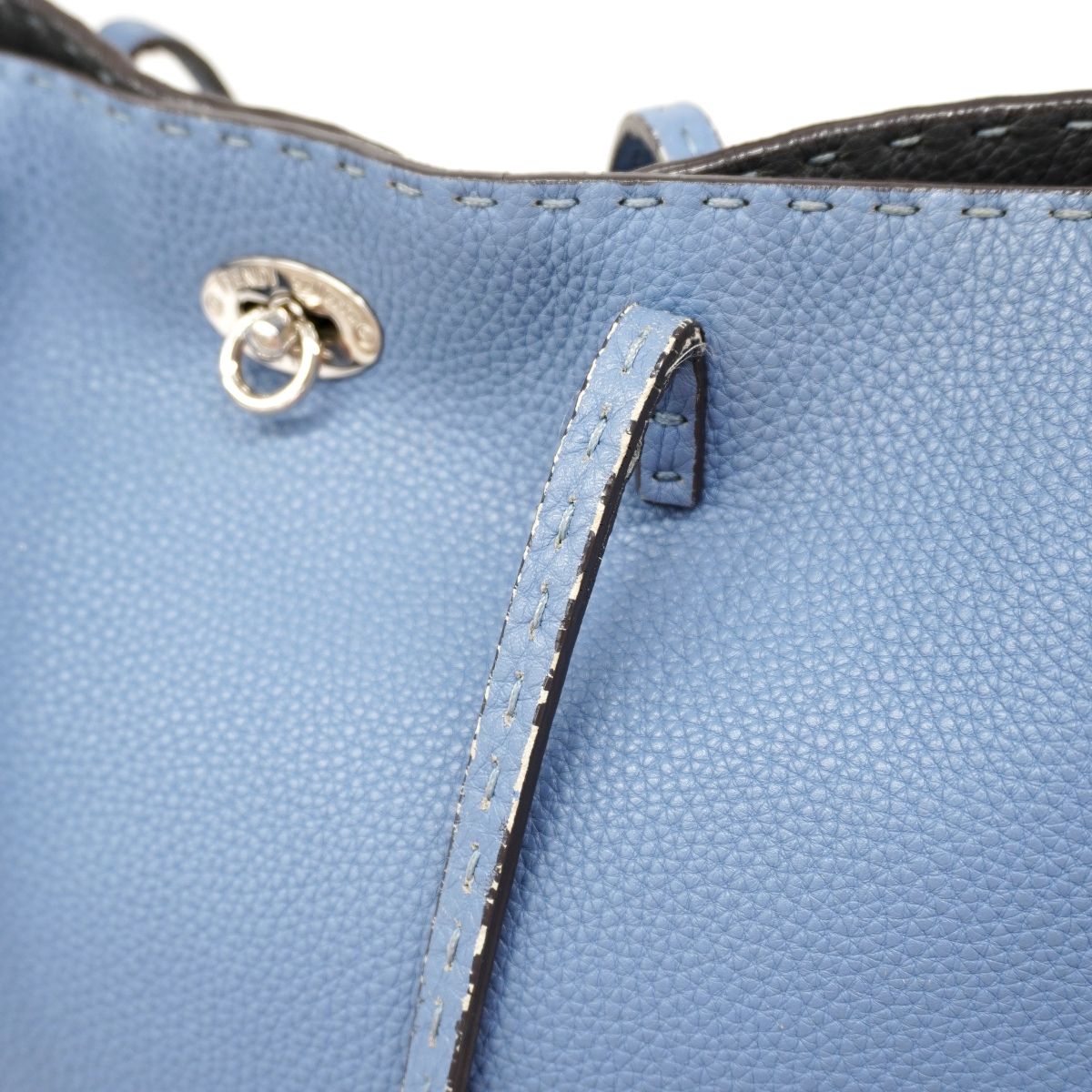 Fendi Tote Selleria Leather Blue Silver — view 8