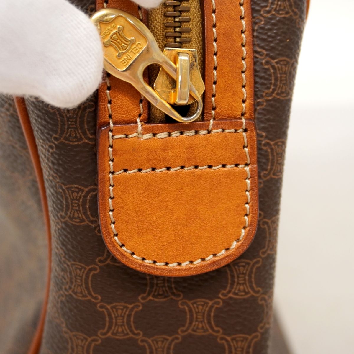 Celine Handbag Macadam Brown Gold — view 9