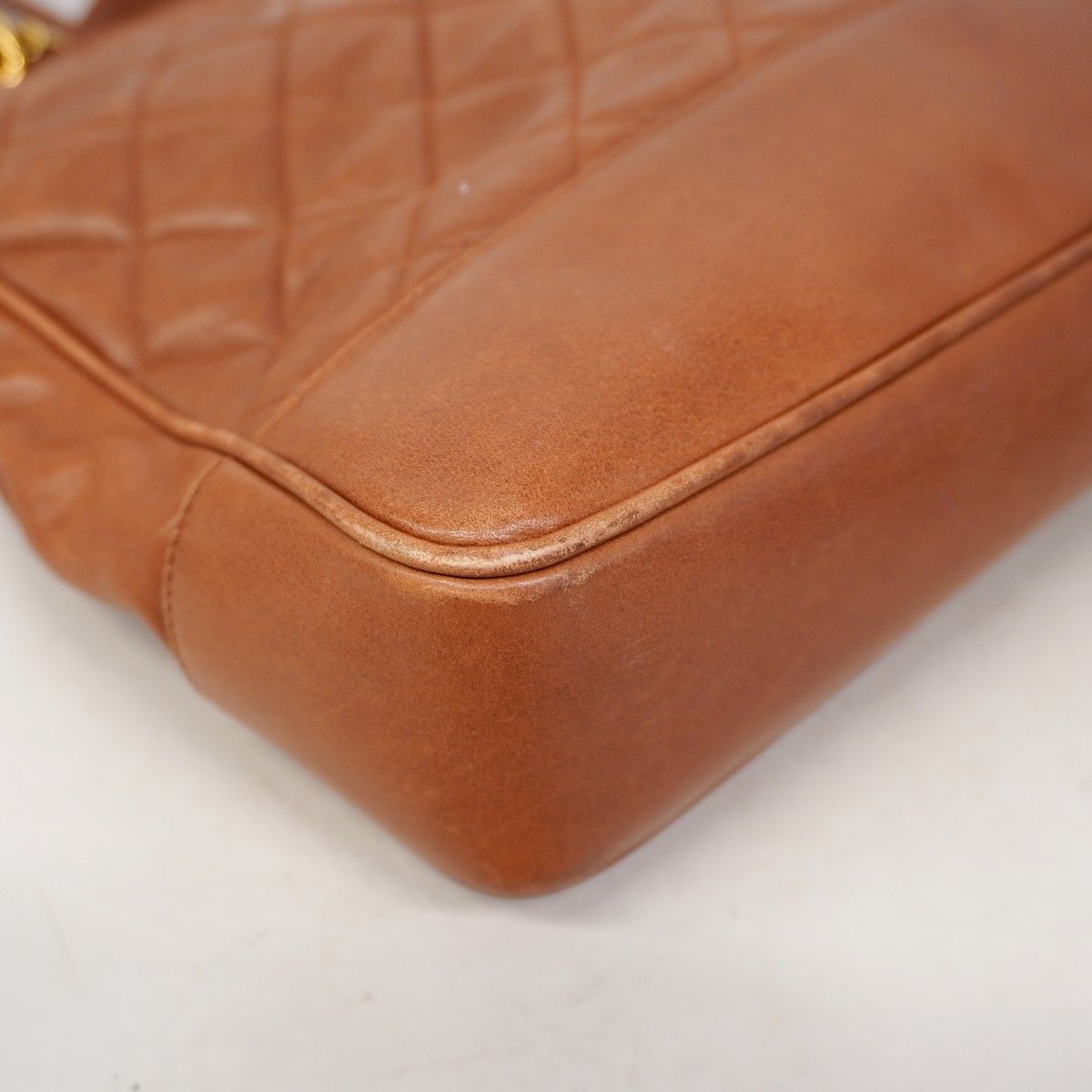 Chanel Chain Tote Quilted Lambskin Brown Gold — view 7