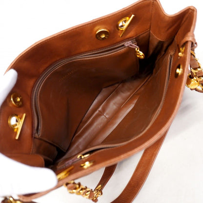 Chanel Chain Tote Quilted Lambskin Brown Gold — view 4