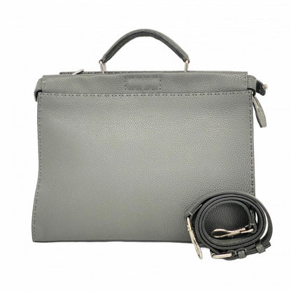 Fendi Handbag Monster Selleria Leather Gray Silver 2-Way