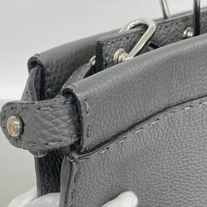 Fendi Handbag Monster Selleria Leather Gray Silver 2-Way — view 6