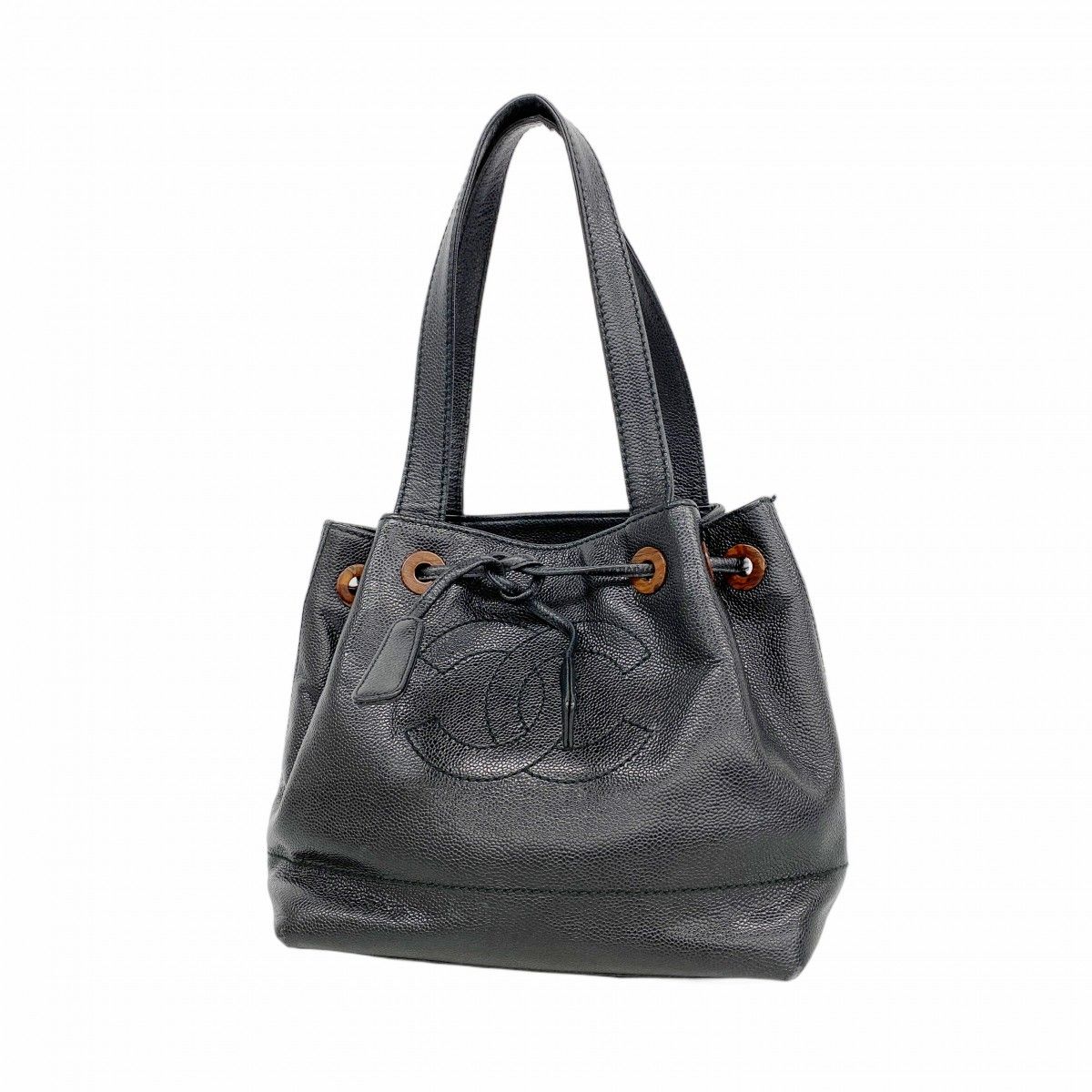 Chanel Tote Caviar Leather Black Champagne Gold