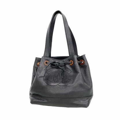 Chanel Tote Caviar Leather Black Champagne Gold