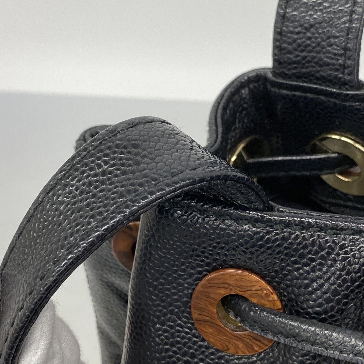 Chanel Tote Caviar Leather Black Champagne Gold — view 9