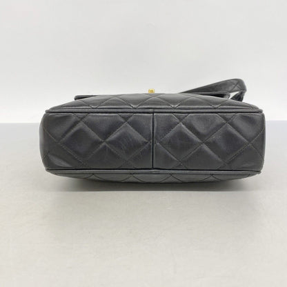 Chanel Shoulder Bag Quilted Lambskin Black Gold — view 3
