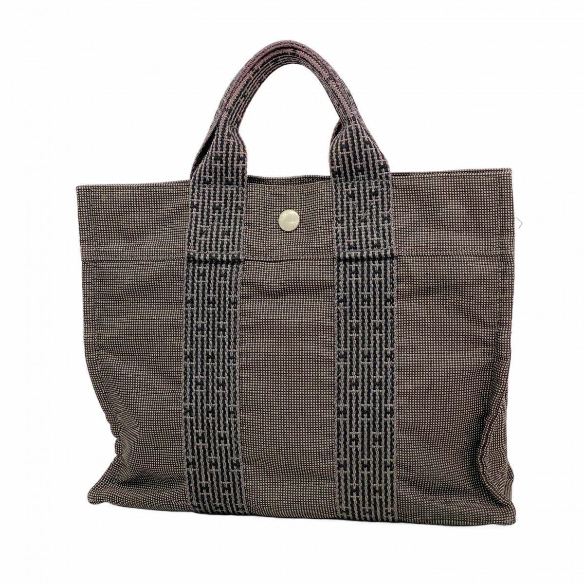 Hermes Tote Her Line PM Canvas Gray Silver