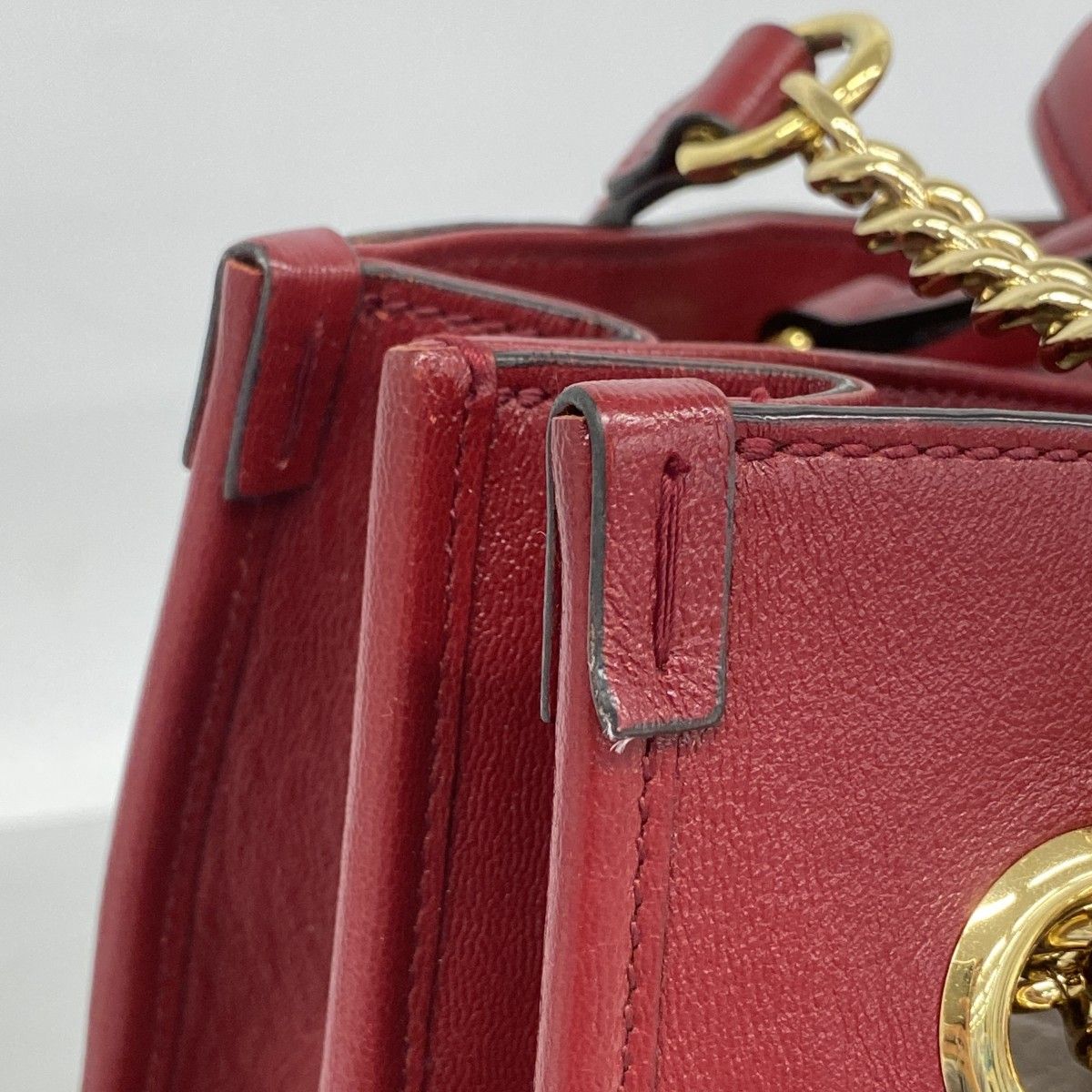 Gucci Tote Horsebit Leather Red Gold 2-Way — view 7