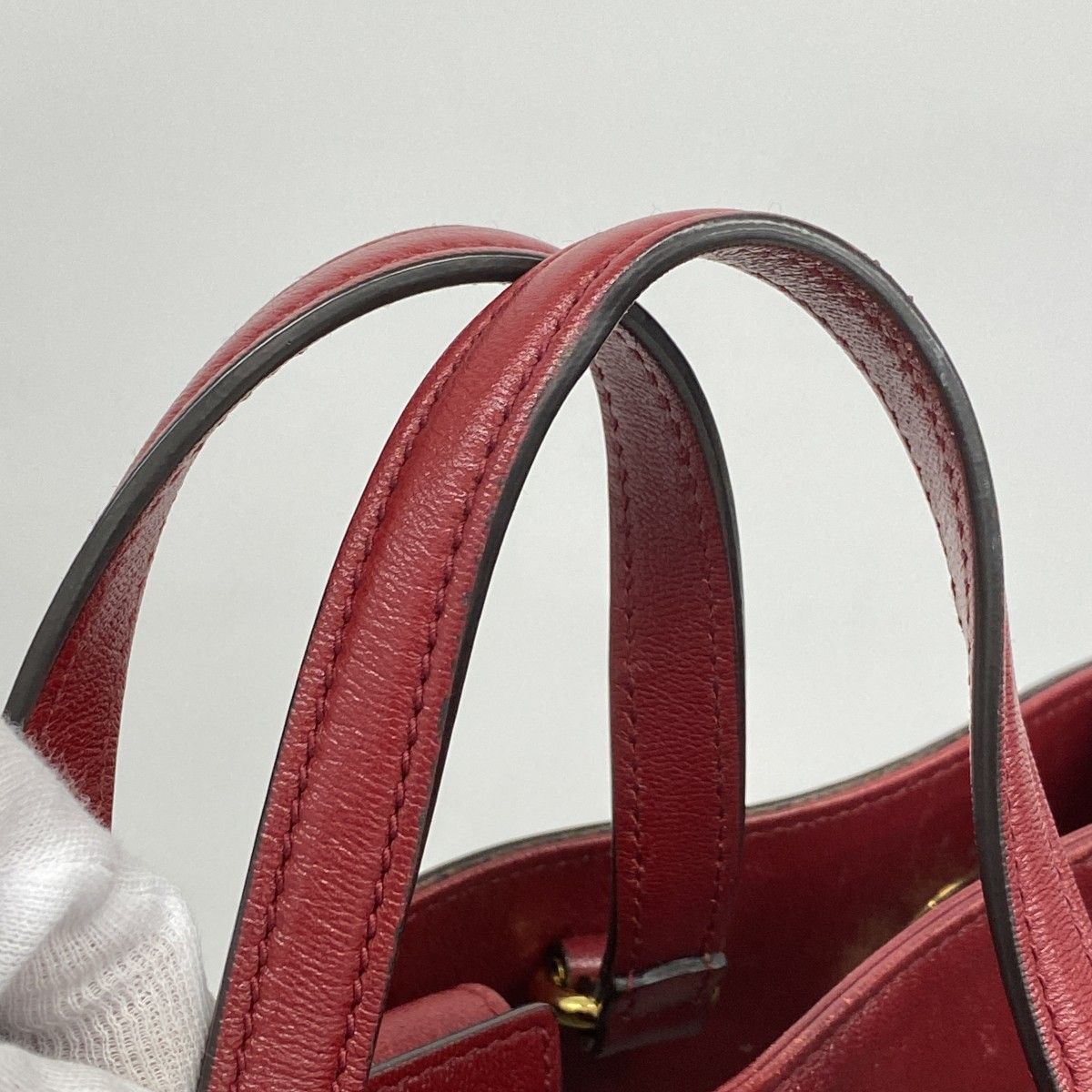 Gucci Tote Horsebit Leather Red Gold 2-Way — view 9