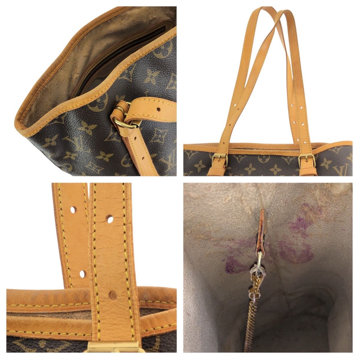 Louis Vuitton Monogram Bucket GM Brown Gold Leather Shoulder — view 6