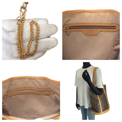 Louis Vuitton Monogram Bucket GM Brown Gold Leather Shoulder — view 7