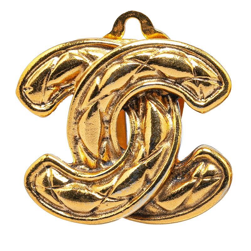 Chanel Quilted CC Logo Earrings Gold Plated — view 3
