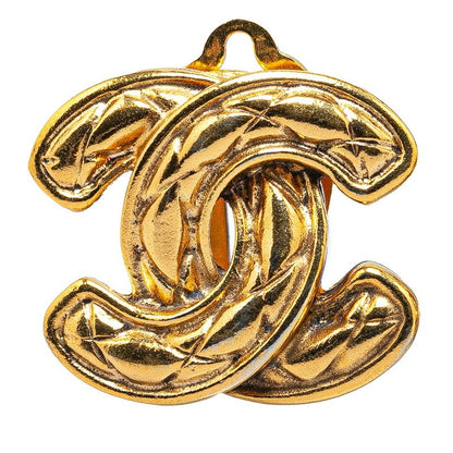 Chanel Quilted CC Logo Earrings Gold Plated — view 3