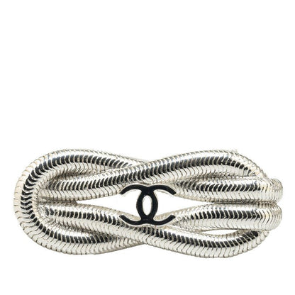 Chanel CC Logo Vintage Brooch Rope Motif Silver Metal