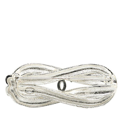 Chanel CC Logo Vintage Brooch Rope Motif Silver Metal — view 2