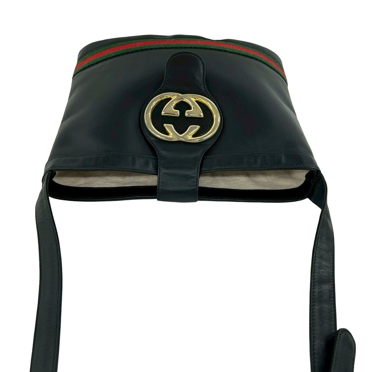 Gucci Vintage Sherry Line GG Logo Leather Shoulder Bag Black — view 4