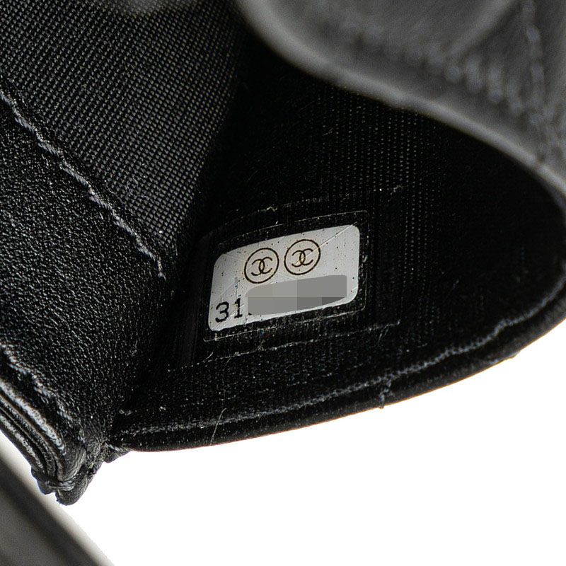 Chanel Quilted CC Logo Camellia Mini Chain Shoulder Wallet Black Lambskin — view 8
