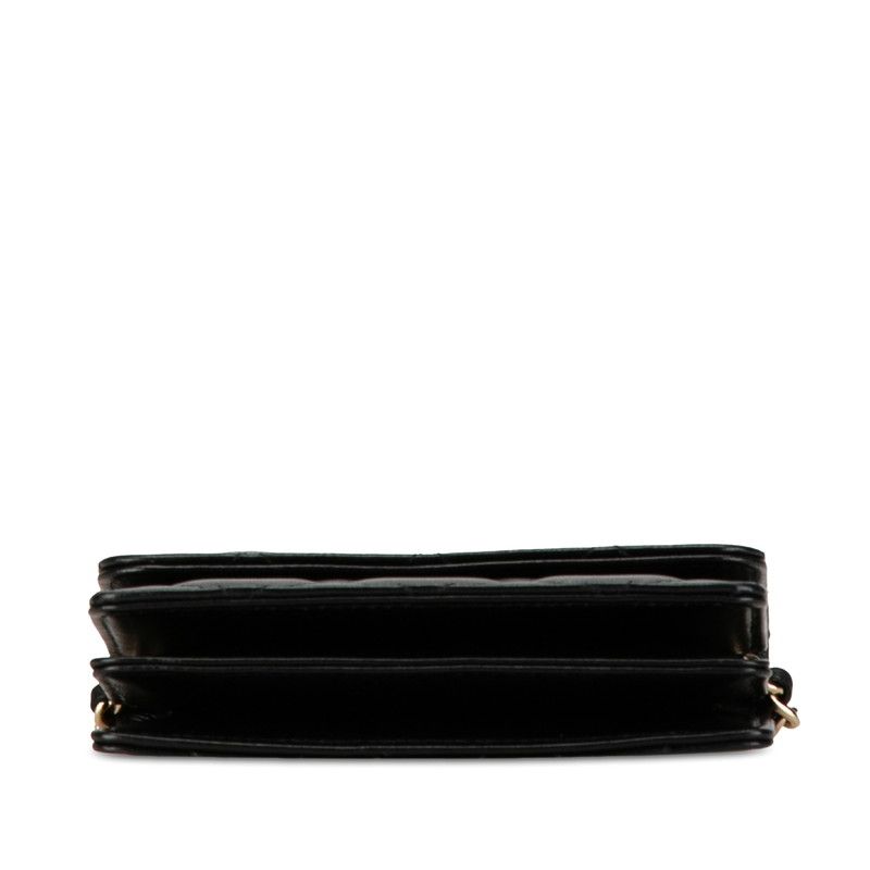 Chanel Quilted CC Logo Camellia Mini Chain Shoulder Wallet Black Lambskin — view 4