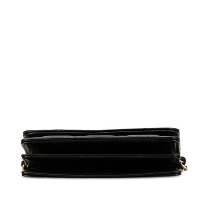 Chanel Quilted CC Logo Camellia Mini Chain Shoulder Wallet Black Lambskin — view 4