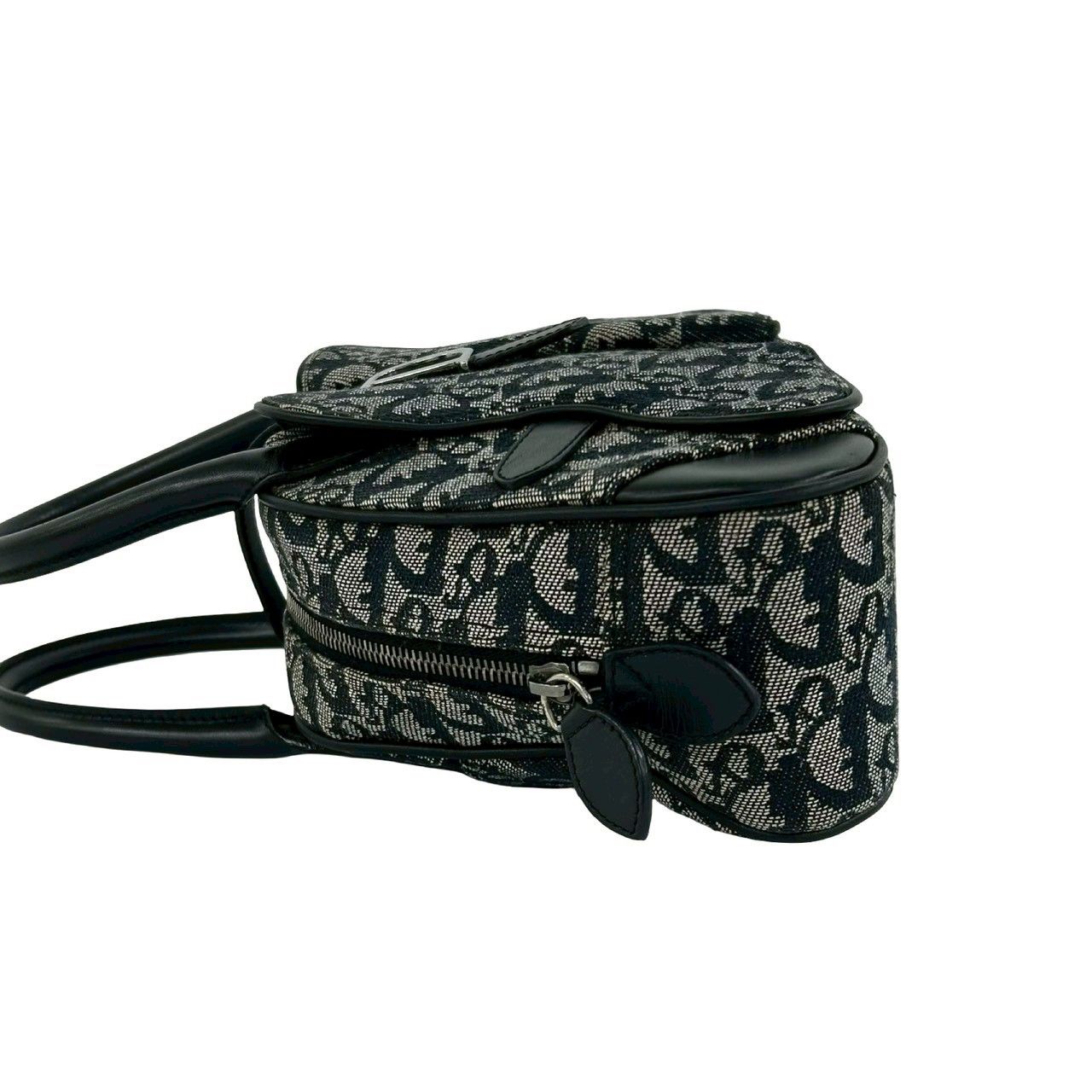 Dior Double Saddle Bag Trotter Pattern Canvas Leather Black — view 5