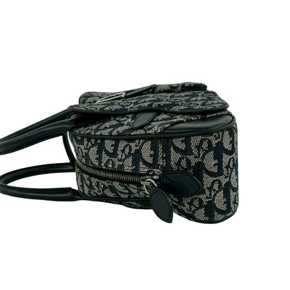 Dior Double Saddle Bag Trotter Pattern Canvas Leather Black — view 5